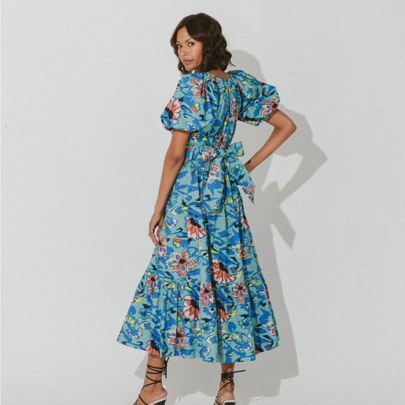 Cleobella Misha maxi dress puff sleeve calypso sz M - Picture 3 of 10